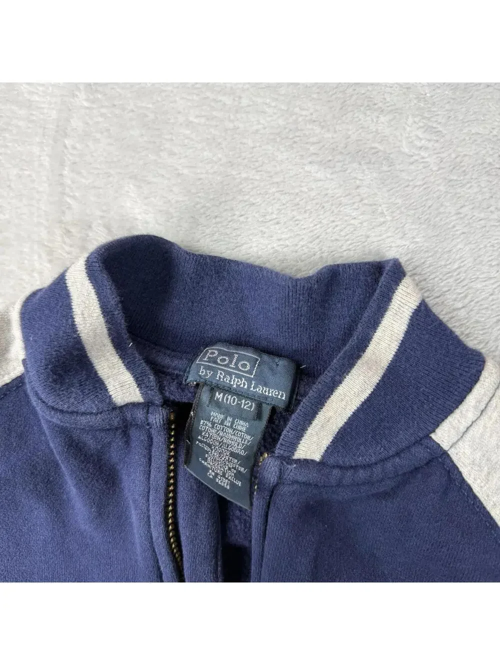 Polo Ralph Lauren Zip Jacket Big Pony Spellout Varsity Kids Size M (10-12) Flaw